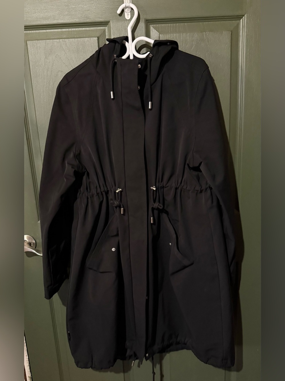 Frank & Oak Black Hooded Drawstring-Trench Coat